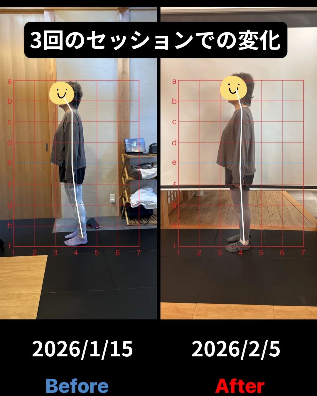 ピラティス×整体(3回のセッションでの変化)